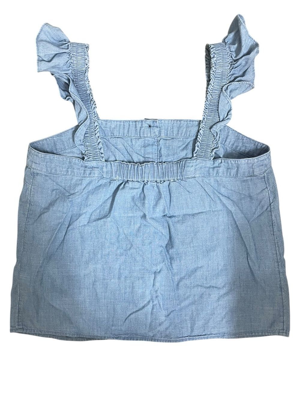 J.Crew Chambray Ruffle Strap Button Front Tank Top M - Picture 2 of 6